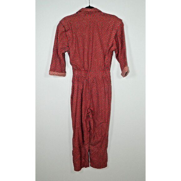 Angeles Jumpsuit Vintage 80s Size XS/S Red Brown Paisley Pockets California USA - Picture 7 of 10